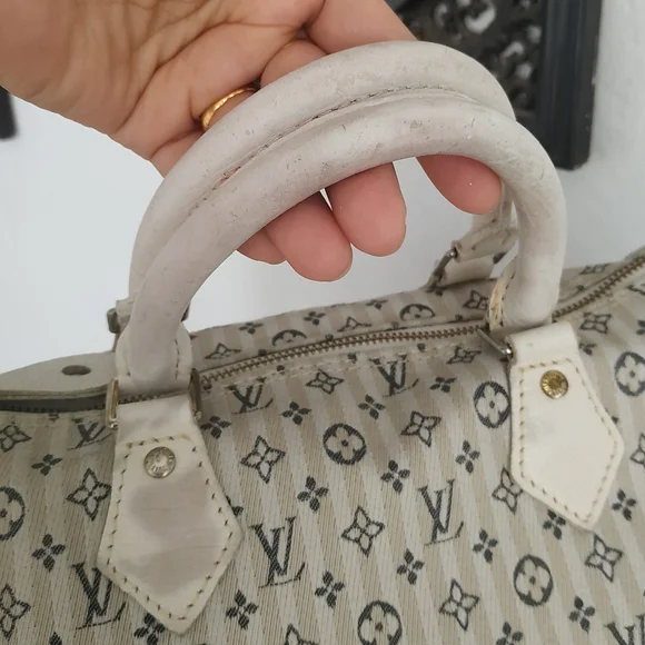 Vintage monogram Mini Lin Canvas 30 Bag Satchel Cream - Picture 6 of 16